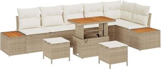 vidaXL Vidaxl - Conjunto De Sof&aacute; De Jard&iacute;n Con Coj&iacute;n 9 Pcs Beige Polirat&aacute;n