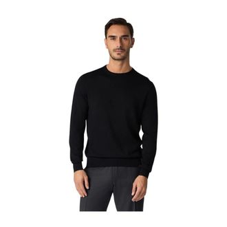 Brooks Brothers Truien & Vesten, Heren, Zwart, M, Wol, Merino Wol Trui met Ronde Hals
