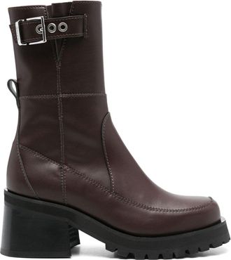 Ganni Stivali con zip 70mm - Marrone