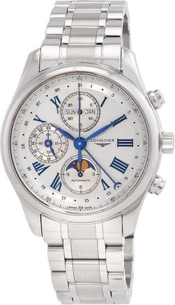 Longines The Longines Master Collection Chronograph GMT Automatic Moon Phase Silver Dial Mens Watch L2.773.4.71.6