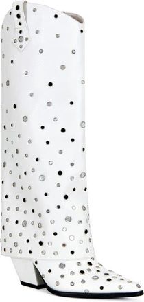 Azalea Wang Madlock Embellished Western Boot in White at Nordstrom, Size 8.5