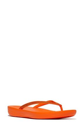 FitFlop iQushion Splash Crystal Flip Flop in Pop Orange at Nordstrom, Size 10