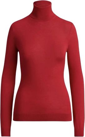 Ralph Lauren Maglione Dolcevita in Misto Seta - - Knitwear - Donna - Rosso - S