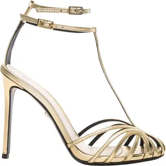 Alev&igrave; Gold Stella 110 Shine Patent Leather Sandals