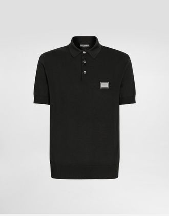 Dolce & Gabbana Wool Polo-shirt With Branded Tag - Man Sweaters And Cardigans Black 44