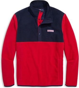 Vineyard Vines Harbor Fleece Quarter-Snap Mens Sweatshirt Red Velvet : LG, Fleece/Polyester