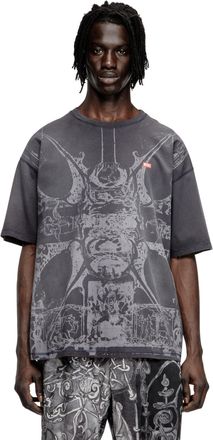 Diesel T-shirt with tonal medieval print - T-Shirts - Man - Black