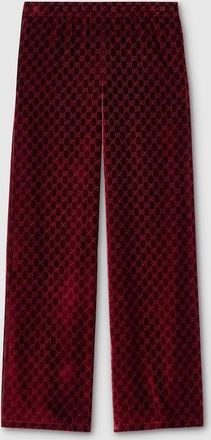 Gucci GG Velvet Devor&eacute; Sportswear Pants, Size XXXL, Bordeaux, Ready-to-wear