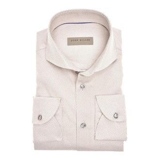 John Miller Beige Overhemden Lange Mouw - Heren - Casual Overhemden - Beige - 5XL - Katoen - Overhemden