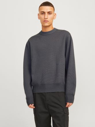 Jack & Jones Rundhalspullover JACK & JONES JORVESTERBRO KNIT CREW NECK SN, Herren, Gr. L, grau (iron gate), Strick, Obermaterial: 57% Polyester, 30% Viskose, 13% N