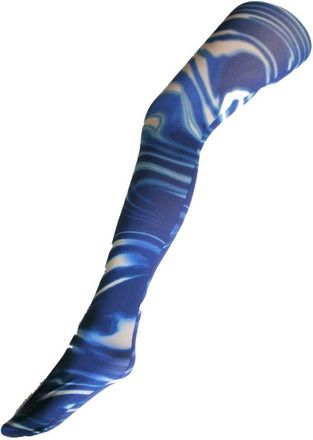 Generic Ladies/Womens Printed Blue swirls patterned tights