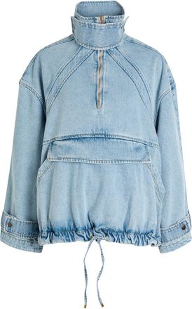BETTTER 100% Cotton Panelled High Neck Blue Denim Jacket UK8 / S - S (UK8-10 / S)