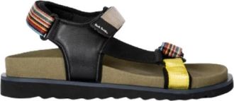 Paul Smith Signature Stripe Sandalen met Velcro Straps - Heren - Sandalen - Zwart - 44 EU - Polyester - Schoenen