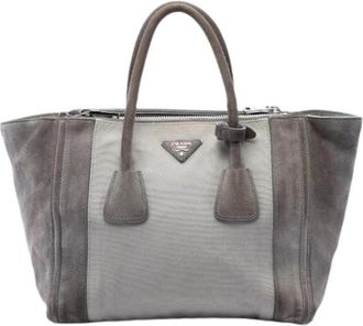 Prada Pre-owned Suede Satchel - Dames - Vintage Shopper - Grijs - ONE Size - Leer - Vintage