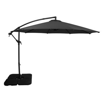 MonsterShop Cantilever Parasol 3m With Square Base - Grey