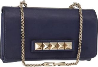 Valentino Pre-owned Cross Body Bags, female, Blue, Size: ONE SIZE Pre-owned Leather Shoulder Bag