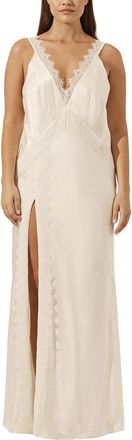 Shona Joy La Lune Cumulus Silk Lace Strap Split Maxi Dress