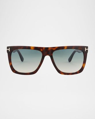 Tom Ford Morgan Thick Square Acetate Sunglasses, Tortoiseshell