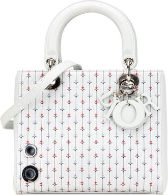 Dior Pre-owned Womens Lady Floral Pattern Handbag - White Leather - One Size
