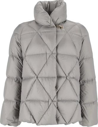 Fay Down Cape Raglan Argyle + Gancio - Jackets - Mujer - Gris - XS