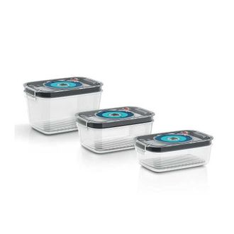 Bosch 3 Cajas De Conservaci&oacute;n Al Vac&iacute;o Herm&eacute;ticas: 0,7l, 1,0l Y 1,5l - Bandeja De Goteo - Indicador De D&iacute;a Y Mes - Tritan