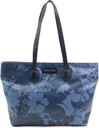 Miu Miu Pre-owned Tote Bags, female, Blue, Size: ONE SIZE Pre-owned Canvas shoulder-bags