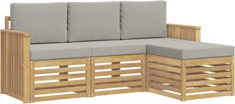 vidaXL Vidaxl Conjunto De Sof&aacute;s De Exterior 4 Uds. Blanco Y Gris Claro