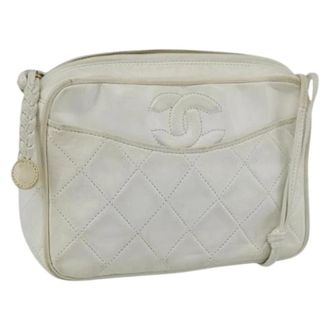 Chanel Pre-owned Cross Body Bags, female, White, Size: ONE SIZE Pre-owned Vintage Leather Cross Body Bag