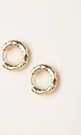 Fat Face FatFace Gold Tone Hammered Hoop Earrings