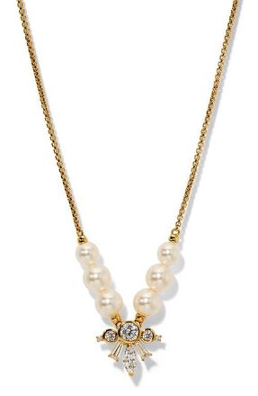 Nadri Undersea Imitation Pearl Frontal Necklace in Gold at Nordstrom