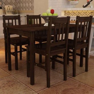 vidaXL Set Tavolo da Pranzo con 4 Sedie Marrone vidaXL 486398