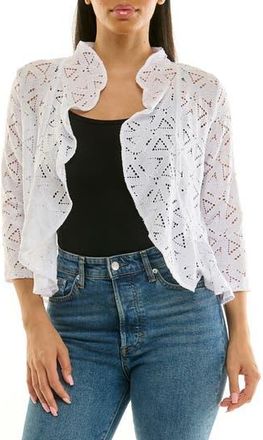 Nina Leonard Lace Three-Quarter Sleeve Bolero in White at Nordstrom Rack, Size X-Large