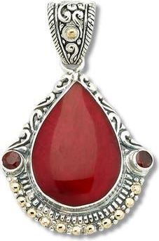 Samuel B. Coral & Garnet Two-Tone Pendant in Red at Nordstrom Rack