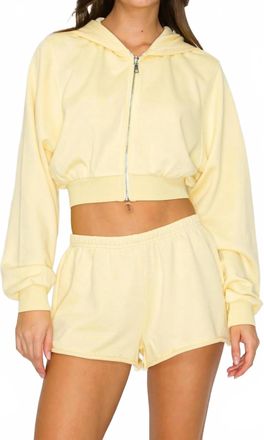Knit Riot Cove Crop Zip Hoodie In Yellow
