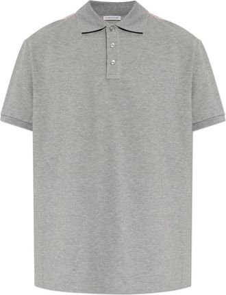 Moncler Polo Shirt met Kenmerkende Logo Patch - Heren - Polos - Grijs - M - Katoen - Tops