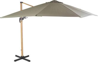 Maisons du monde Sombrilla orientable de 3x3 m de aluminio efecto madera caqui