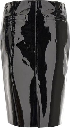 Ferragamo Patent Lambskin Pencil Skirt - Black
