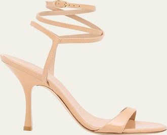 Stuart Weitzman Nudist Patent Ankle-Strap Sandals
