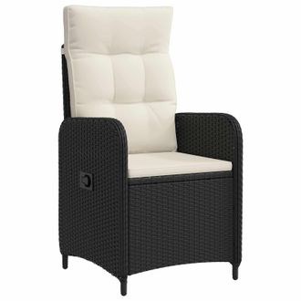 vidaXL Silla De Jard&iacute;n Reclinable Negro Y Blanco Crema Vidaxl