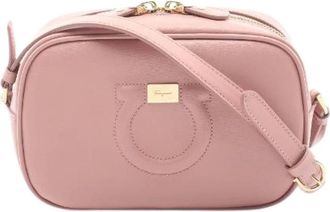 Ferragamo Pre-owned Cross Body Bags, female, Pink, Size: ONE SIZE Pre-owned Gancio City leather shoulder bag