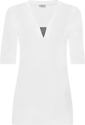 Brunello Cucinelli Ribbed jersey T-shirt in White at Nordstrom, Size Xx-Large Eu