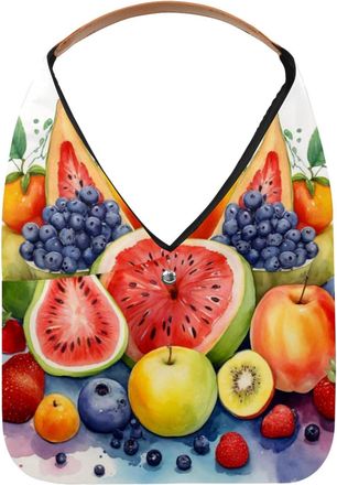 Generic Watercolor fruits (3) Reusable Lightweight Grocery Bags - Foldable Into Compact Pouch, Washable & Sturdy, Multipurpose for Shopping and Travel