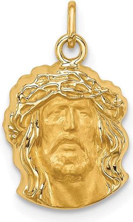 Diamond2Deal 14k Yellow Gold Hollow Polished and Satin Small Jesus Medal