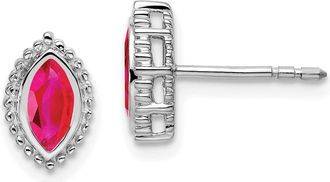 Diamond2Deal 14k White Gold Marquise Ruby Stud Earrings