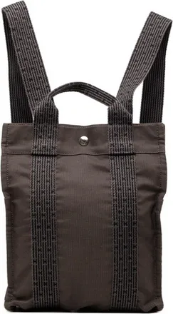 Herm&egrave;s Gray Canvas Backpack (Pre-Owned)