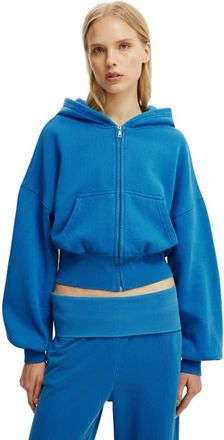 Cotton On Womens Oversized Zip Through Hoodie in Washed Cobalt at Nordstrom, Size X-Large