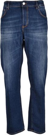 Pantaloni Torino Tapered Fit Blue Denim Pants With Classic Five-Pocket Design