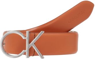 Calvin Klein Women Re-Lock Logo Belt 3.0 cm Leather, Brown (Autumn Leaf), 75