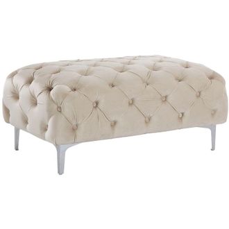 Vente-Unique Pouf chesterfield in velluto Beige - EDWINA