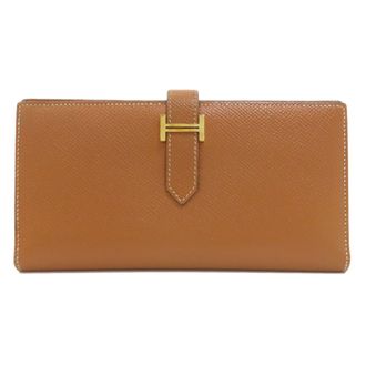 Herm&egrave;s Gold Brown Epsom Leather Long Wallet (Bi-Fold) (Pre-Owned)